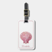 Kastenrosa Seashell auf Weiß Personalisiert Gepäckanhänger (Vorderseite vertikal)