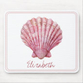 Kastenrosa Seashell auf Weiß Personalisiert Mousepad (Vorne)