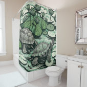 Kastenschildkröten und Lily Pads Wasserlilien Duschvorhang (Beispiel)