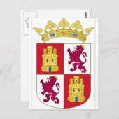 Kastilien-León (Spanien) Wappenschuss Postkarte (Vorne/Hinten)