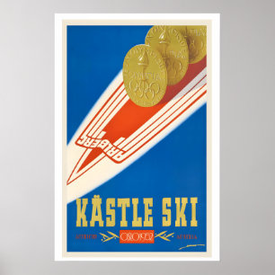 Kastle Ski Österreich Oslo 1952 Vintage Skiposter Poster