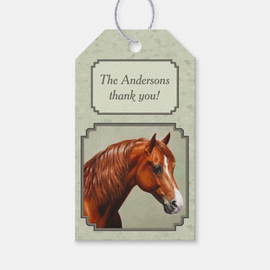 Kastnut Morgan Horse Sage Green Geschenkanhänger (Vorderseite)