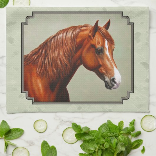 Kastnut Morgan Horse Sage Green Geschirrtuch (Gefaltet)