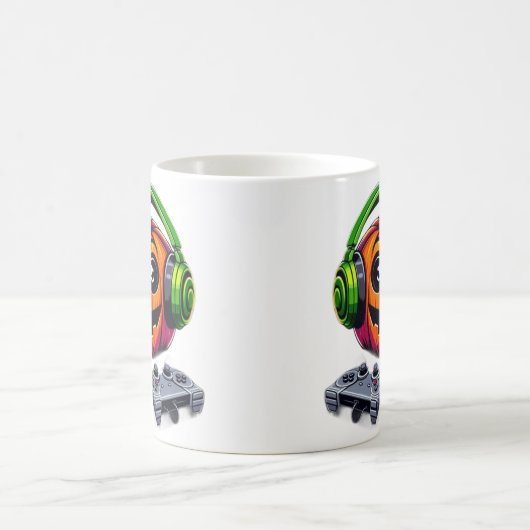 Käsy Halloween Vibes: Pumpkin Enjoys Pizza Gamin Kaffeetasse (Mittel)