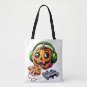 Käsy Halloween Vibes: Pumpkin Enjoys Pizza Tasche (Vorderseite)