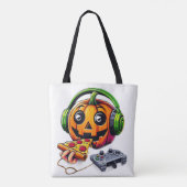 Käsy Halloween Vibes: Pumpkin Enjoys Pizza Tasche (Rückseite)