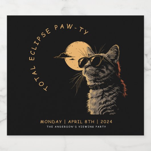 Kat 2024 Gesamtsolarauskitzel Party Invi anzeigen Bierflaschenetikett (Einzelnes Label)