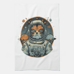Kat-Astronaut auf Asteroiden Geschirrtuch
