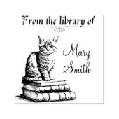 Kat auf Büchern Personalisierte, selbstfärbende Br Permastempel (Design)