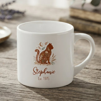 Kat botanische Volkskunst Terrakotta Espressotasse
