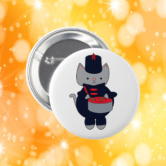 Kat Drumher Marching Band Navy Blau Rot Button