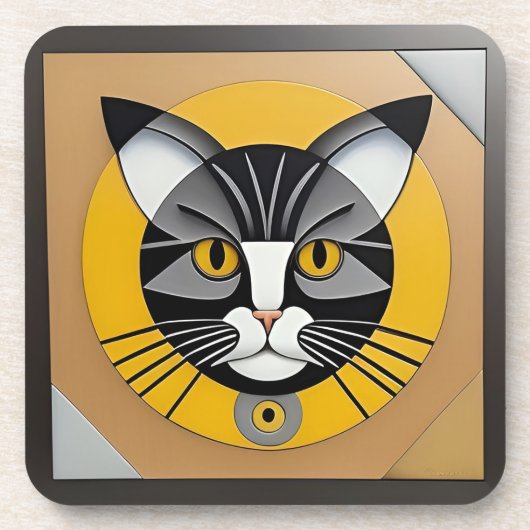 Kat Geometric Artwork Getränkeuntersetzer (Vorderseite)