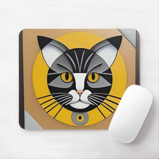 Kat Geometric Artwork Mousepad (Mit Mouse)