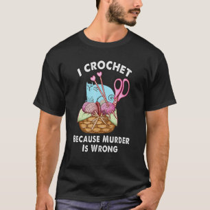 Kat-Häkeln-Garn-und-Nadeln-Korb T-Shirt