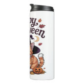 Kat Kürbis Frohes Halloween Thermosbecher (Nach rechts gedreht)