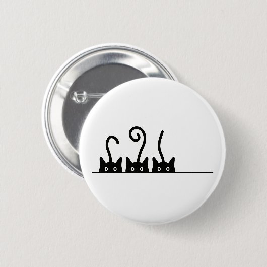 Kat lijn tekening. Drie katjes. Wereld Kattendag. Button (Vorne & Hinten)