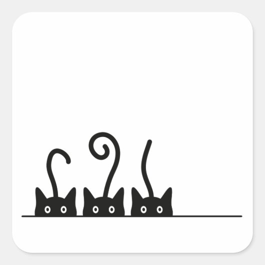 Kat lijn tekening. Drie katjes. Wereld Kattendag. Quadratischer Aufkleber (Vorderseite)