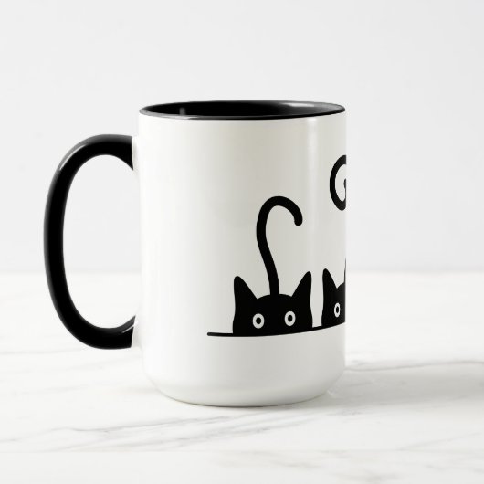 Kat lijn tekening. Drie katjes. Wereld Kattendag. Tasse (Links)