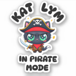 Kat Lym Cute Black Cat Pirate Art Aufkleber