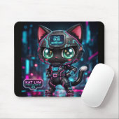 Kat Lym Cyberpunk Mecha Cat Desk Mat - Astro-Kat Mousepad (Mit Mouse)