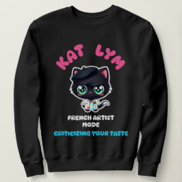 Kat Lym French Artist Mode Cat Sticker. Sweatshirt