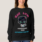 Kat Lym French Artist Mode Cat Sticker. Sweatshirt (Vorderseite)