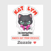 Kat Lym In Defeater Mode Gym Sticker (Blatt)
