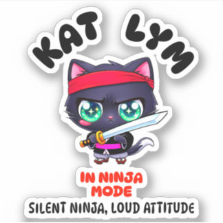 Kat Lym In Ninja Mode Black Cat Aufkleber