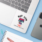 Kat Lym In Ninja Mode Black Cat Aufkleber (Laptop mit iPhone)
