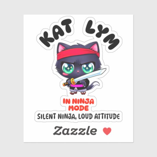 Kat Lym In Ninja Mode Cat Sticker (Blatt)