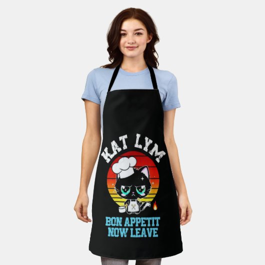 Kat Lym Sarcastic Chef Cat - Bon Appetit Now Leave Schürze (Getragen)