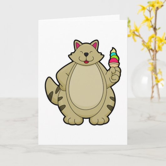 Kat mit Waffeleis Karte (Gelbe Blume)