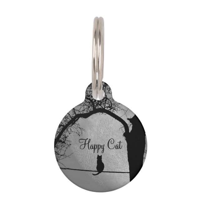 Kat on a Wire Full Moon Eigentümer Info ID # auf d Haustiermarke (Vorderseite)