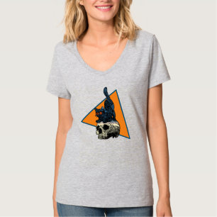 Kat on the Skull Niedlich Girls Women Halloween 20 T-Shirt
