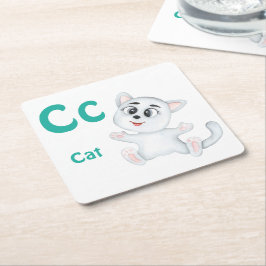 Kat personalisieren ABC: Letter C - Name hinzufüge Rechteckiger Pappuntersetzer