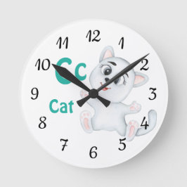 Kat personalisieren ABC: Letter C - Name hinzufüge Runde Wanduhr