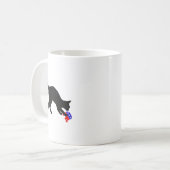 Kat Pouncing on Gop Elephant Funny Democrat Kaffeetasse (Vorderseite Links)