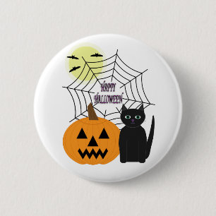 Kat & Pumpkin Halloween Button