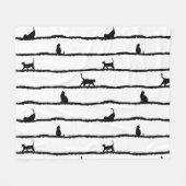 Kat-Silhouette Streifen Abstrakt Handgezeichnetes  Fleecedecke (Vorderseite (Horizontal))