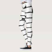 Kat-Silhouette Streifen Abstrakt Handgezeichnetes  Leggings (Links)