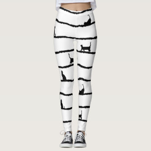 Kat-Silhouette Streifen Abstrakt Handgezeichnetes Leggings
