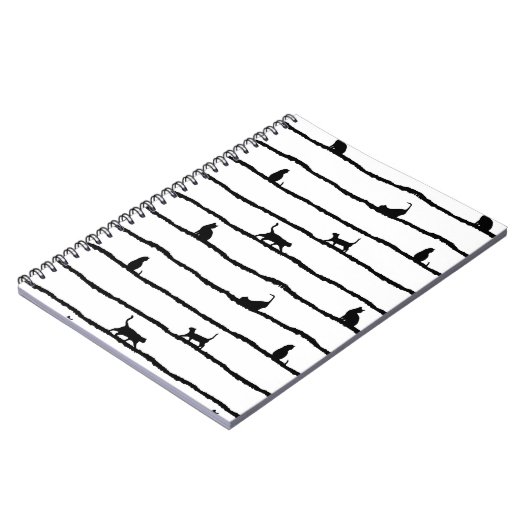 Kat-Silhouette Streifen Abstrakt Handgezeichnetes Notizblock (Linke Seite)