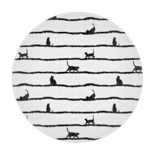 Kat-Silhouette Streifen Abstrakt Handgezeichnetes  Schneidebrett