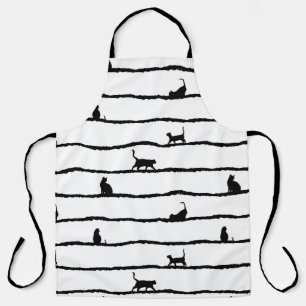 Kat-Silhouette Streifen Abstrakt Handgezeichnetes  Schürze