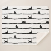 Kat-Silhouette Streifen Abstrakt Handgezeichnetes Sherpadecke (Vorderseite (Horizontal))