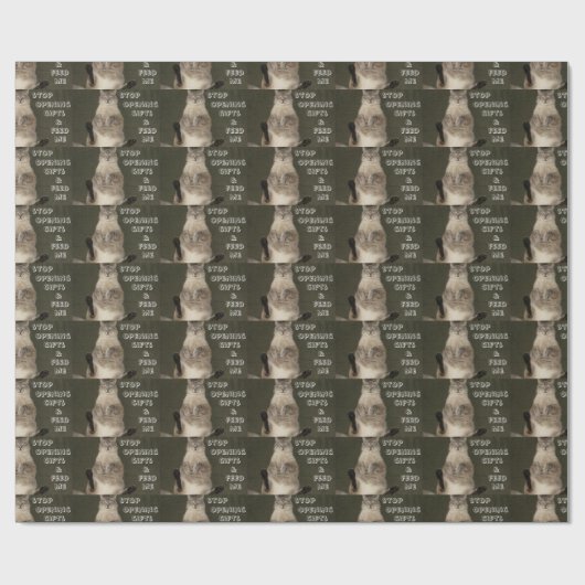 KAT "STOP OPENING GIFTS & FÜTTRE ME" Faltpapier Geschenkpapier (Flach)