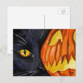 Kat- und Halloween-Kürbismalerei Postkarte (Vorne/Hinten)