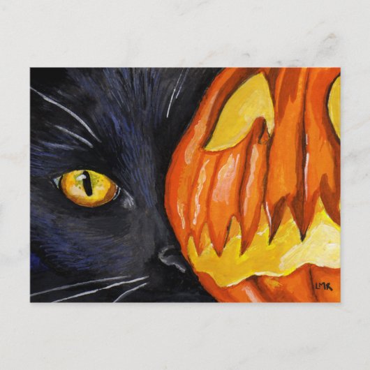 Kat- und Halloween-Kürbismalerei Postkarte (Vorderseite)