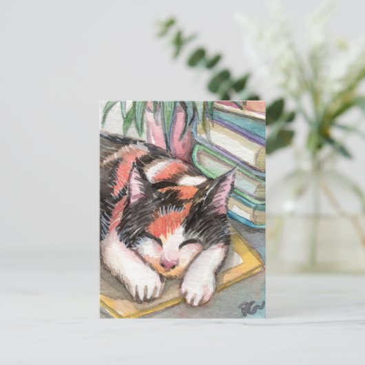 Kat von den Büchern Postkarte (Stehend Vorderseite)