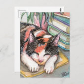 Kat von den Büchern Postkarte (Vorne/Hinten)